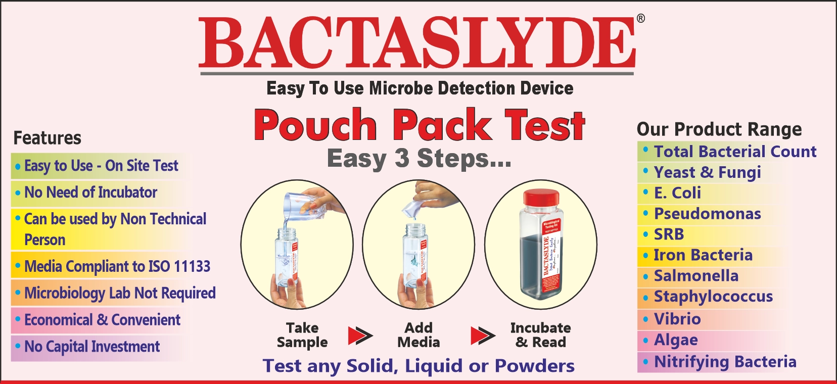 Bactaslyde pouch pack test procedure